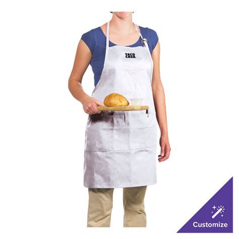 Chef Revival White Poly Cotton Customizable Bib Apron With 1 Pocket