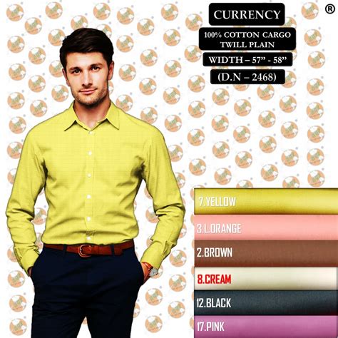 Currency 100 Cotton Cargo Heavy Twill Plain Shirting Fabric For