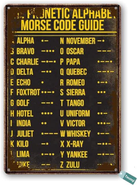 Decor Phonetic Alphabet Morse Code Pilot Decor Decoration Pub Plaquech