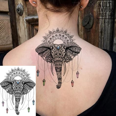 Tribal Lotus Flower Tattoo On Neck