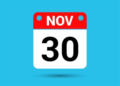 30 de novembro data de calendário ícone plano dia 30 ilustração ...