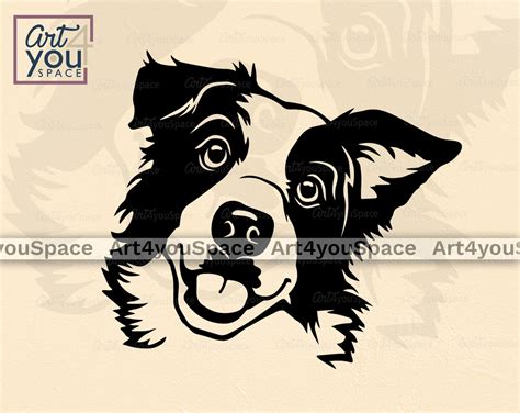 Border Collie Svg Dog Svg File For Cricut Face Peeking Head Etsy