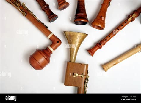 Collection of baroque and classical period woodwind instruments. Basset ...