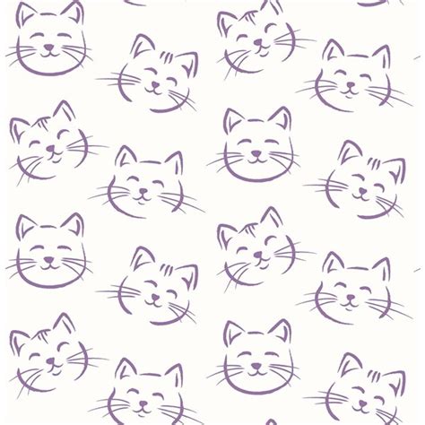 Brewster Non Woven Unpasted Purr Purple Cat Wallpaper Hn002616 Rona