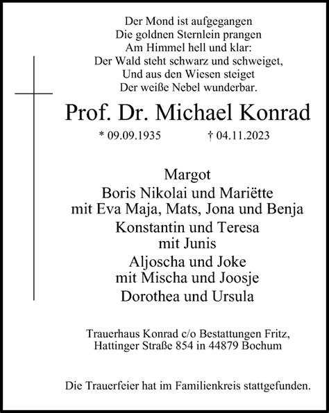 Traueranzeigen Von Michael Konrad Trauer In NRW De