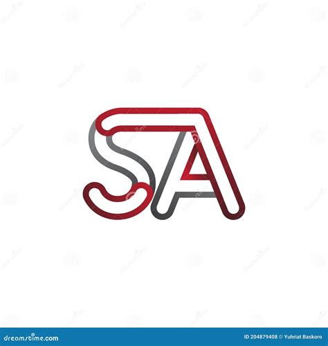 Initial Logo Letter SA Linked Outline Red And Grey Colored Rounded