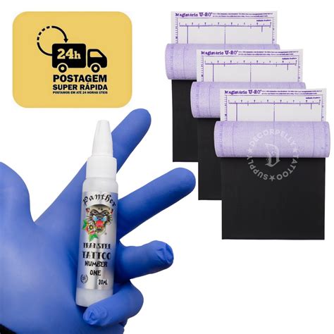 Transfer Para Tatuagem TTS 30ml Papel Stecil Hectográfico 10 Folhas