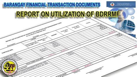 REPORT ON UTILIZATION OF BARANGAY DISASTER RISK REDUCTION MANAGEMENT