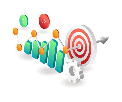 Flat Isometric Concept Illustration Target Share Business Analysis Data 6937784 Vector Art At