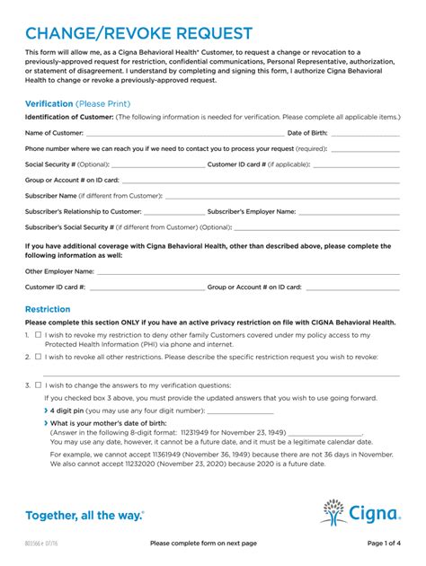 Fillable Online This Form Will Allow Me As A Cigna Behavioral Health