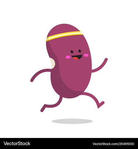 Running beans cartoon character Royalty Free Vector Image