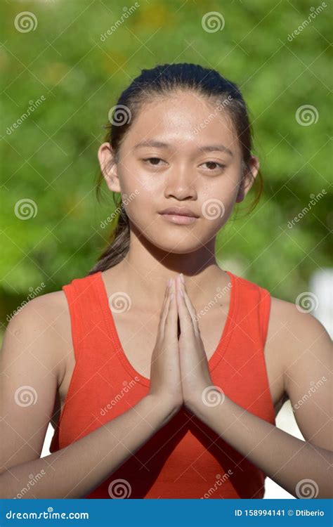 A Youthful Minority Girl Meditating Stock Image Image Of Beautiful