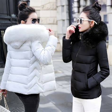 Veste Parka Paisse Capuche En Fourrure Pour Femme Manteau La Mode Blanc