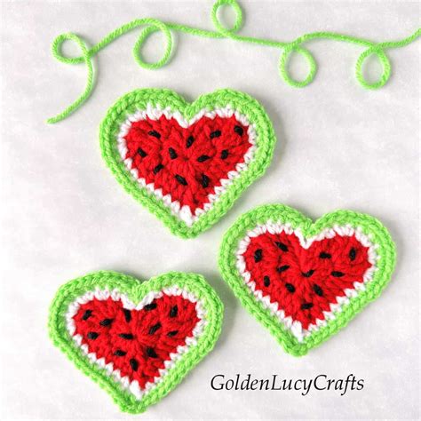 Watermelon Heart Free Crochet Pattern Goldenlucycrafts