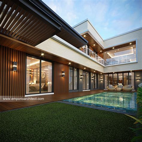 Desain Tampak Detail Belakang Rumah Modern 2 Lantai Bapak IGM Di