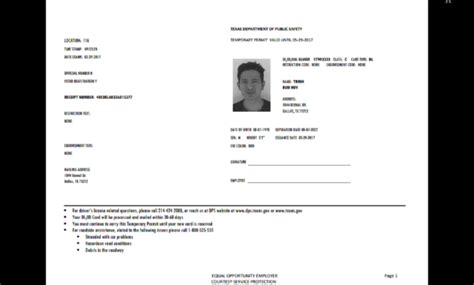 Texas Temp Driver S Permit Template Printable Temporary Custom Intended