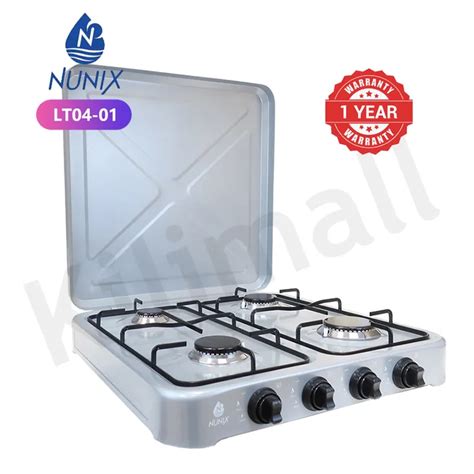 Nunix LT04 01 4 Burner Table Top Gas Cooker Stove With Tighteners Gas