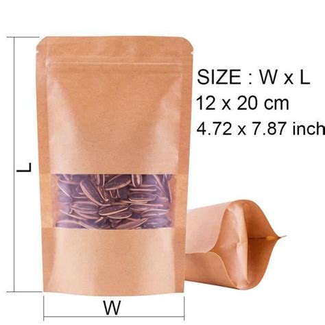 X Cm Sacs En Papier Kraft Brun Fermeture Clair Avec Fen Tre