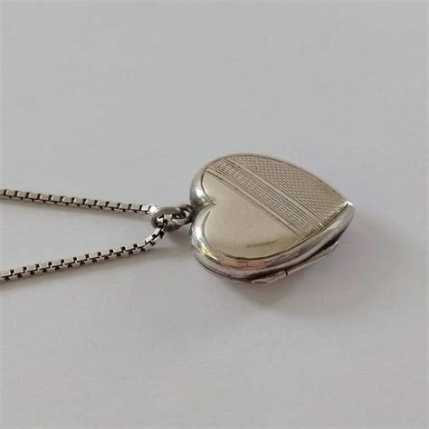 Sterling Silver Locket Heart Shaped Etched Vintage 70s 80s Etsy