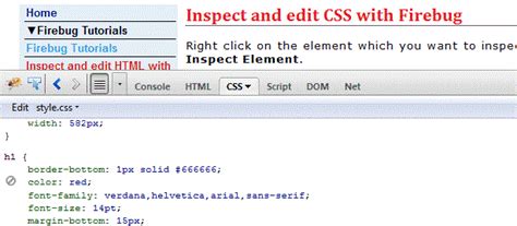 Inspect And Edit HTML And CSS With Firebug Web Development Tools