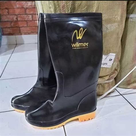 Jual Sepatu Boots Wilmer Karet Boot Hitam Dan Kuning Pria Kerja Safety