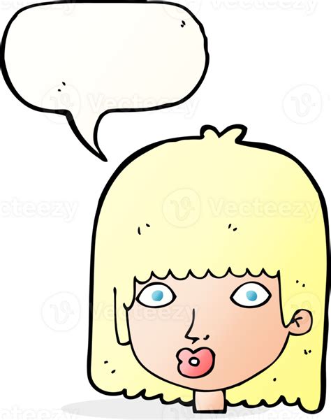 Cartoon Surprised Woman With Speech Bubble 45139715 Png