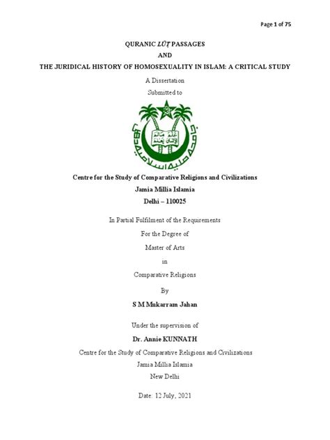 Quranic Lut Passages And The Juridical History Of Homosexuality In