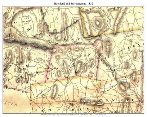 Buckland Massachusetts 1832 Old Town Map Custom Print Franklin Co Old Maps