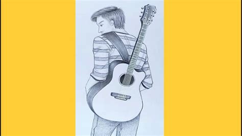 How To Draw A Boy With Guitar Boy Drawing For Beginner Pencil