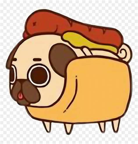 Cute Kawaii Pug Chibi Food Hotdogfreetoedit - Pug Cartoon - Free ...