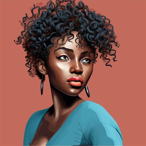 Negra Afro Afro Americana Menina Mulher Senhora Vetor Ilustra O