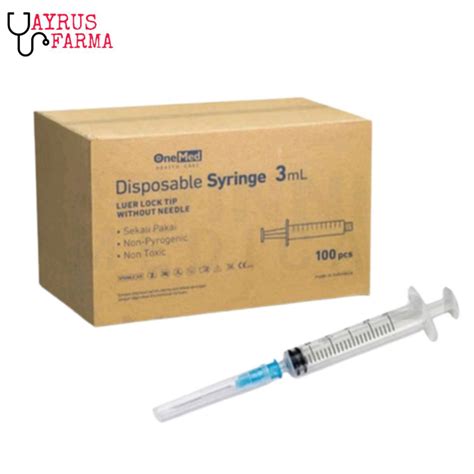 Jual Onemed Disposable Syringe 3ml Eceran 1 Pcs Jarum Suntik Spuit