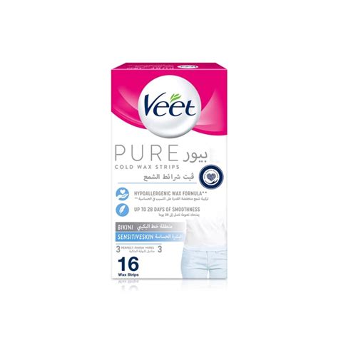 Veet Pure Cold Wax Strips Bikini and Underarms 16s Spinneys الإمارات
