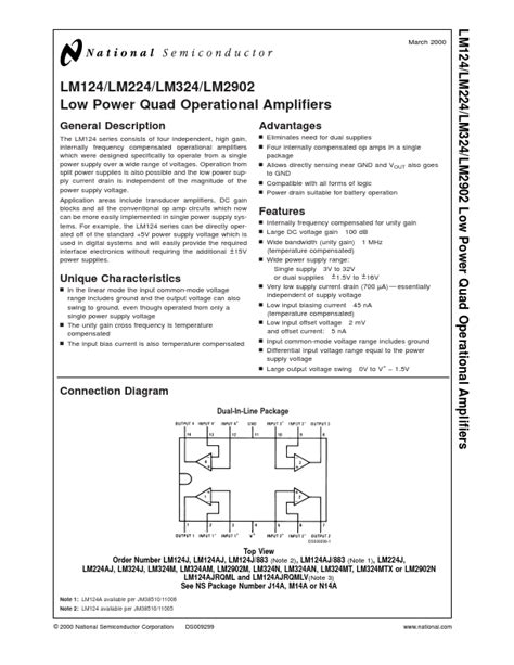 LM2902 Datasheet Amplifiers Equivalent National Semiconductor