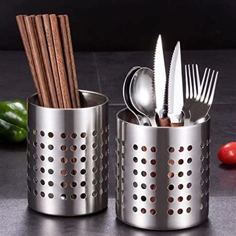 Pcs Large Stainless Steel Kitchen Utensils Holder Cutlery Drainer