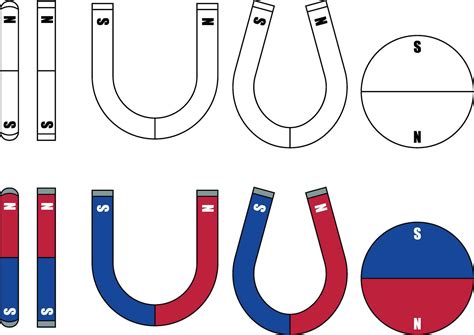 Set of Magnets in different shapes vector illustration, Blue and red ...