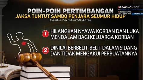 6 Poin Pertimbangan Jaksa Tuntut Sambo Penjara Seumur Hidup