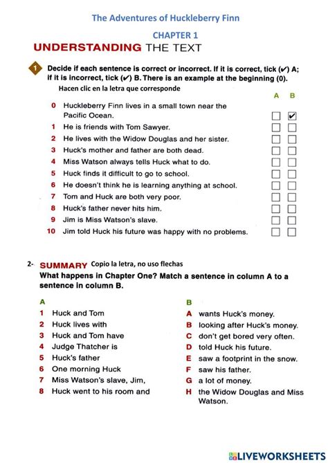 The Adventures Of Huckleberry Finn Worksheet ESL Worksheet By