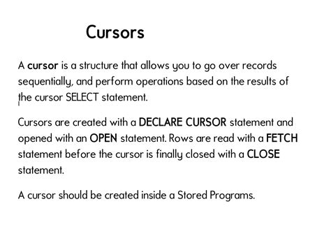 Cursors In Mysql Ppt