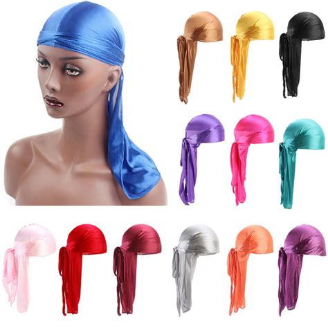 Ludlz Unisex Silk Head Wrap Durag Long Tail Beanies Du Rag Pirate Cap