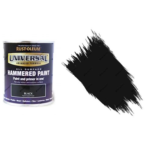 Rust Oleum Universal Black Hammered All Surface Brush Paint 750ml