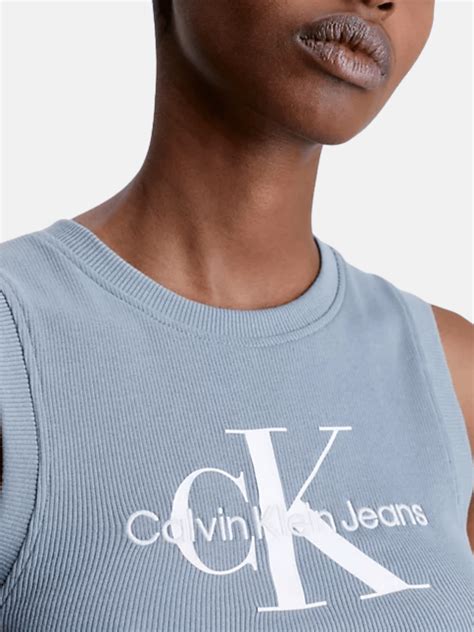 Calvin Klein Jeans Archival Monologo Rib Tank Top Women S Vests And