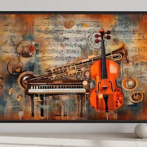 Music Room Wall Art Musical Instruments and Notes Abstract Painting ...