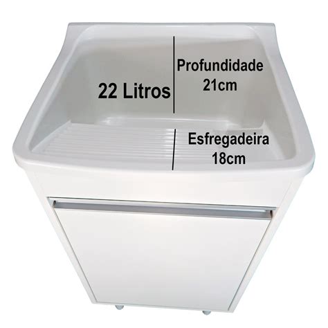 Tanques De Roupa Pequenos - Tanque de Lavar Roupa Pequeno 22L Gabinete Puxador Alumínio Cor: Branco ...
