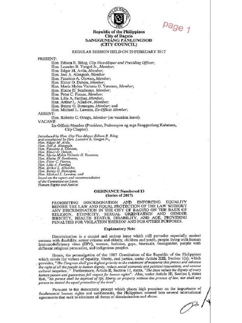 Baguio City Anti Discrimination Ordinance Pdf