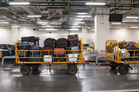 Carros De Equipaje Con Equipaje En El Maletero Del Aeropuerto Foto