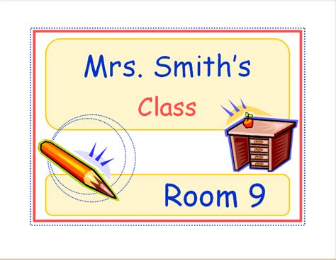 Classroom Door or Wall Sign Template | Word & Excel Templates