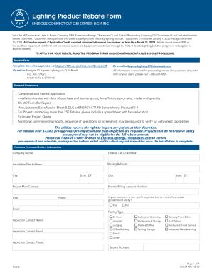 Fillable Online Lighting Product Rebate Form EeSmarts Fax Email Print