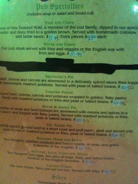 Menu at The British Bulldog Pub, Upland