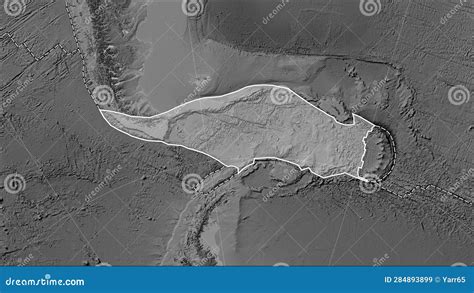 Volcanoes Around the Scotia Plate. Grayscale Map Stock Illustration ...